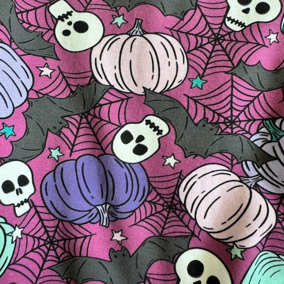 Cheeky Plum Girls Size 10 Halloween Pumpkins Skeletons Bats Pastel Sweatshirt - Picture 3 of 4